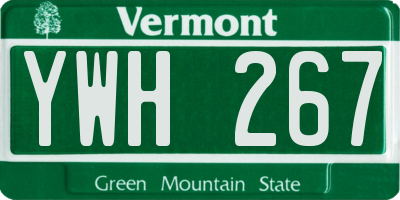 VT license plate YWH267