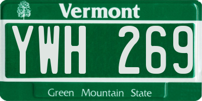VT license plate YWH269