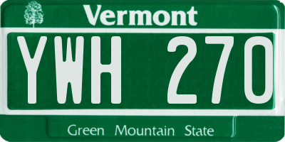 VT license plate YWH270