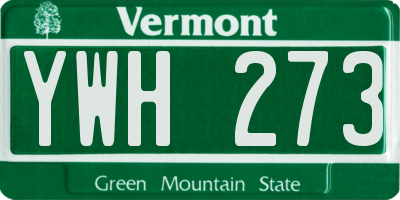 VT license plate YWH273