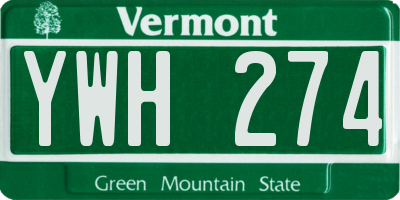 VT license plate YWH274