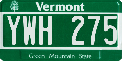 VT license plate YWH275