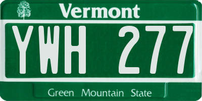 VT license plate YWH277
