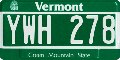 VT license plate YWH278