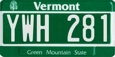VT license plate YWH281
