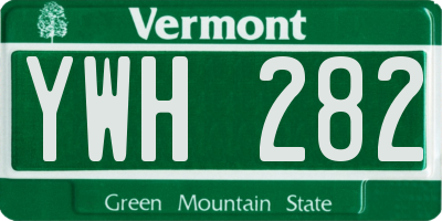 VT license plate YWH282