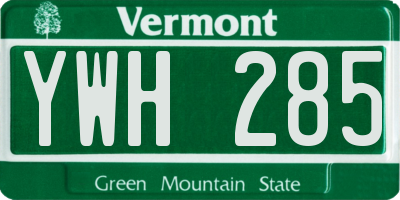 VT license plate YWH285