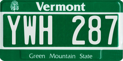 VT license plate YWH287