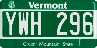 VT license plate YWH296