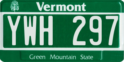 VT license plate YWH297