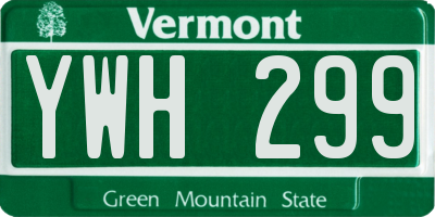 VT license plate YWH299