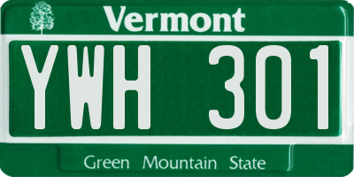 VT license plate YWH301
