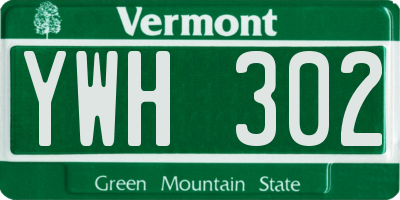 VT license plate YWH302