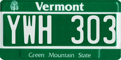 VT license plate YWH303