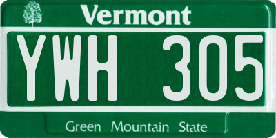 VT license plate YWH305