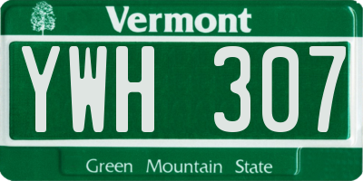 VT license plate YWH307