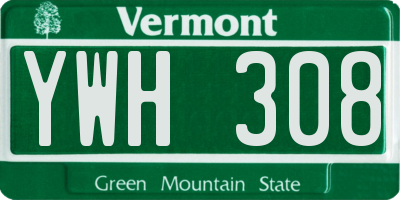 VT license plate YWH308