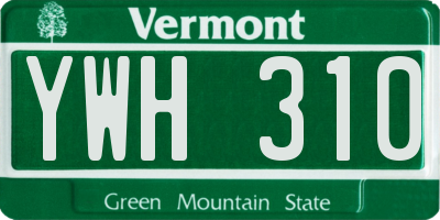 VT license plate YWH310