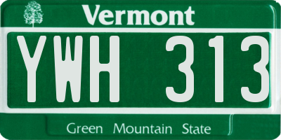 VT license plate YWH313