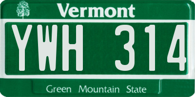 VT license plate YWH314