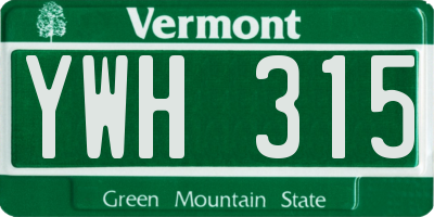 VT license plate YWH315