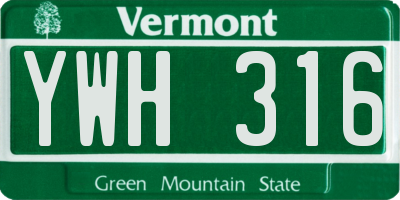 VT license plate YWH316