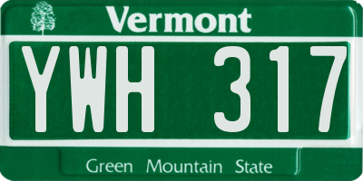 VT license plate YWH317