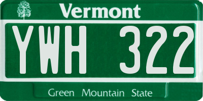 VT license plate YWH322