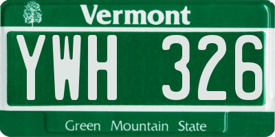 VT license plate YWH326