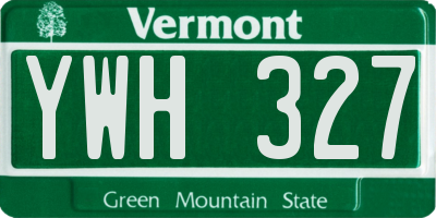 VT license plate YWH327