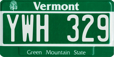 VT license plate YWH329