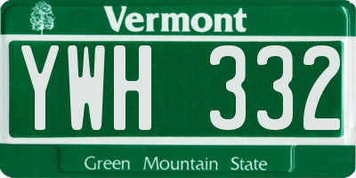 VT license plate YWH332