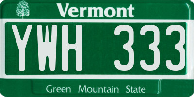 VT license plate YWH333