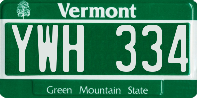 VT license plate YWH334