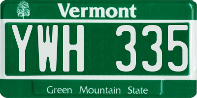 VT license plate YWH335