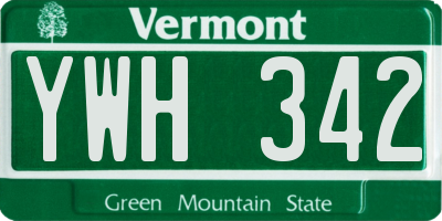 VT license plate YWH342