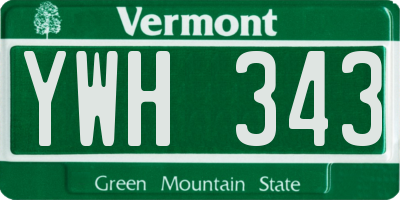 VT license plate YWH343