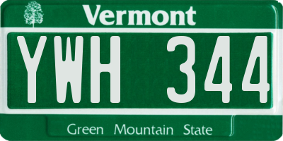 VT license plate YWH344