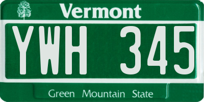 VT license plate YWH345