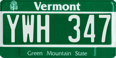 VT license plate YWH347