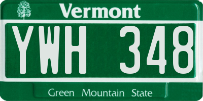 VT license plate YWH348
