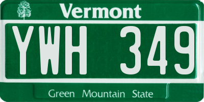 VT license plate YWH349