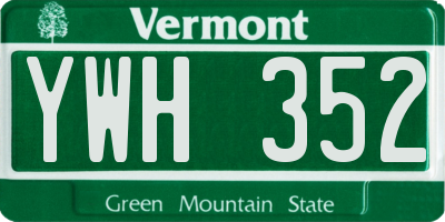 VT license plate YWH352