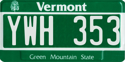 VT license plate YWH353