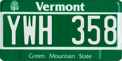VT license plate YWH358