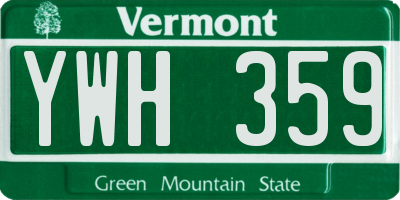 VT license plate YWH359