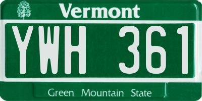 VT license plate YWH361