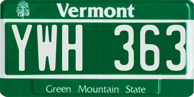 VT license plate YWH363