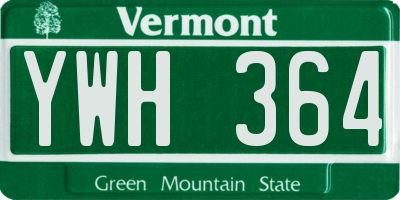 VT license plate YWH364