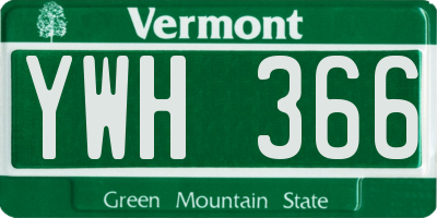 VT license plate YWH366